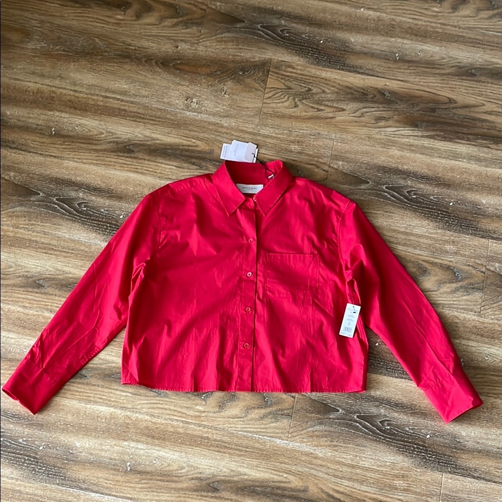 Equipment Femme Rayne Button Front Blouse Top in Racing Red NWT
